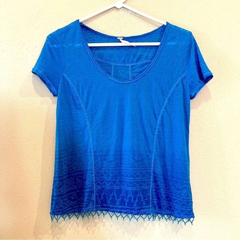 Free People Burnout Beaded Fringe Shirt Size XS boho lagenlook